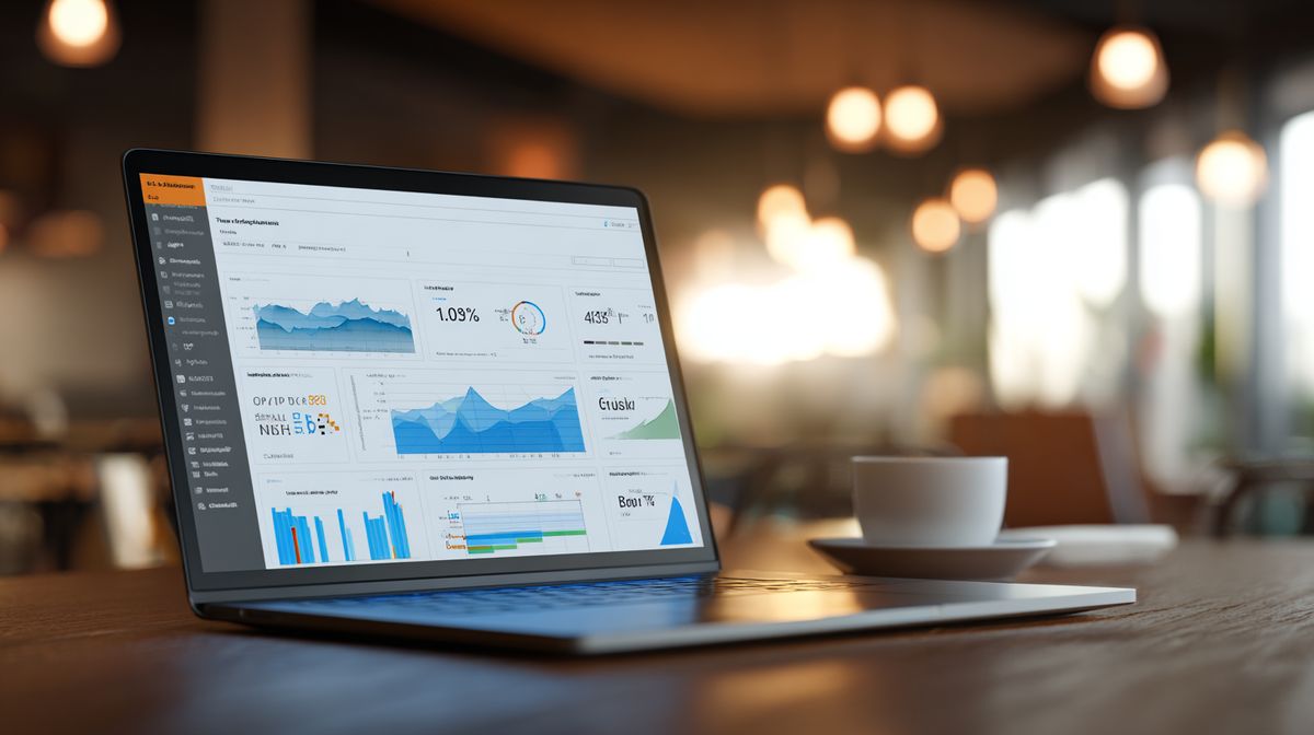 Dashboard met email metrics: open rate, click rate en conversie grafiek