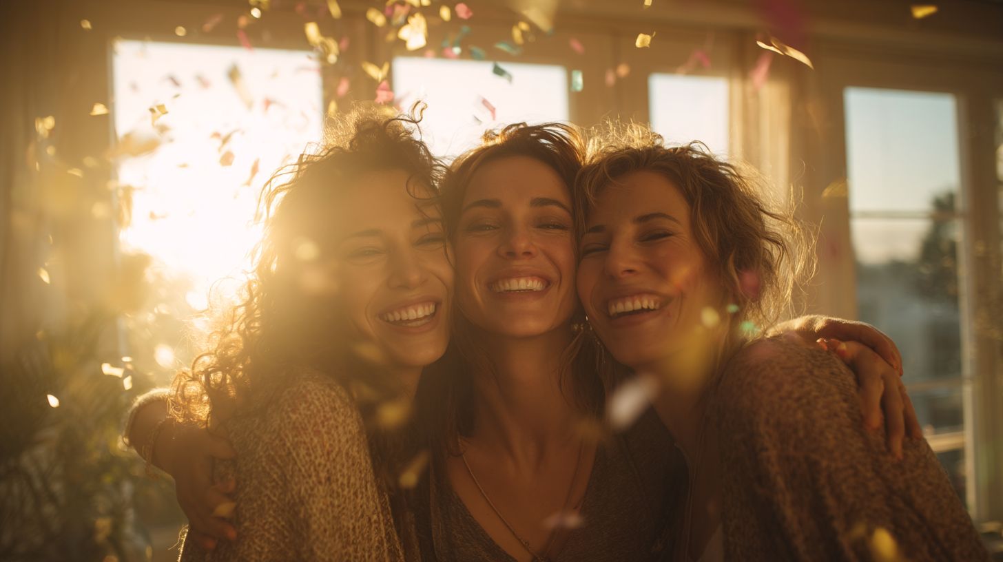 Blije deelnemers van een groepsprogramma die samen hun voortgang vieren