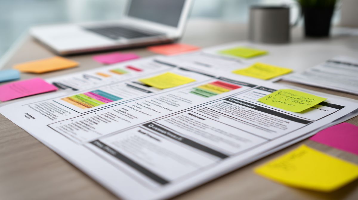 Klantprofiel template met secties voor demografie, psychografie, pijnen en verlangens