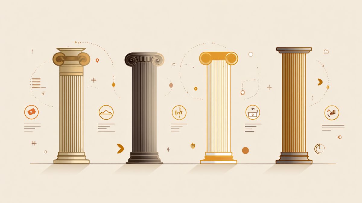 Visueel schema van de vier pijlers van een klant-aantrekkend systeem voor coaches