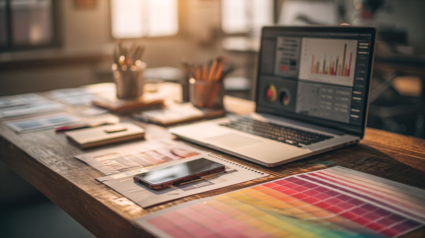 Coach die werkt aan een marketingstrategie met laptop en notitieboek