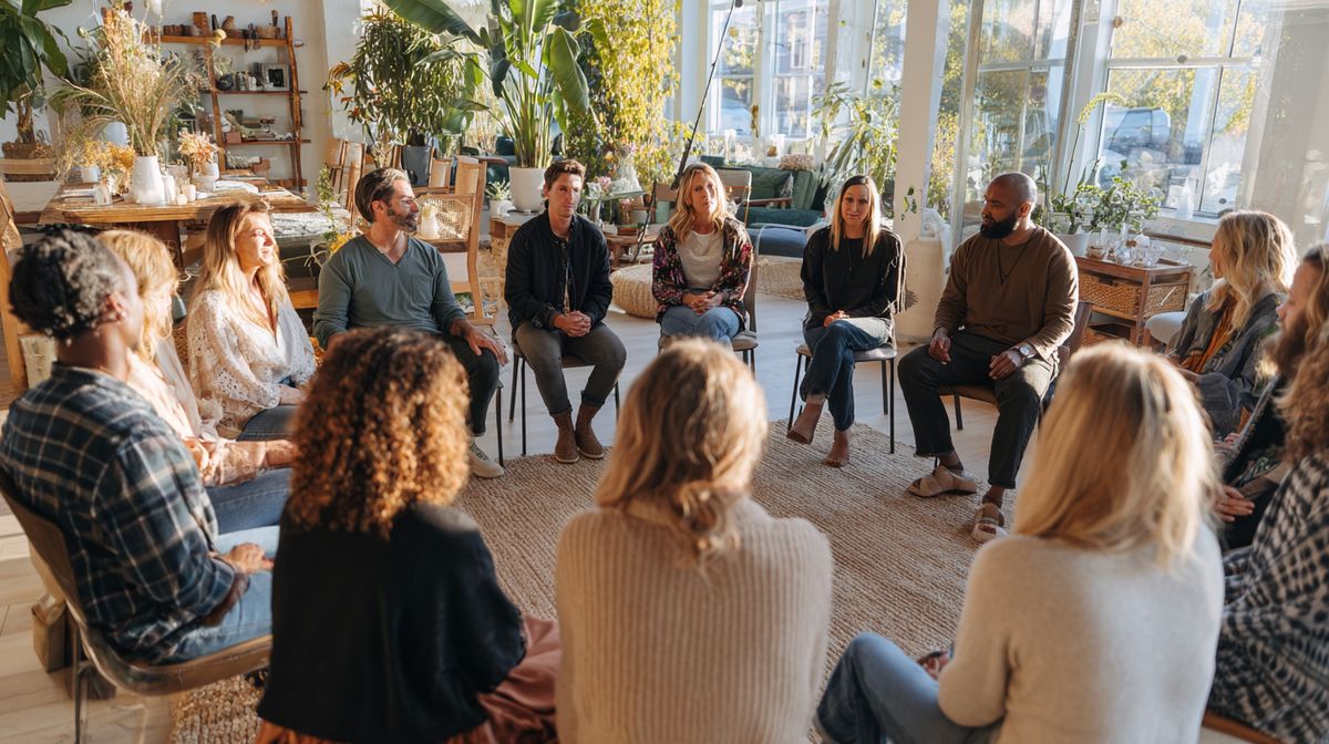 Groep coaches in een mastermind sessie — community en support