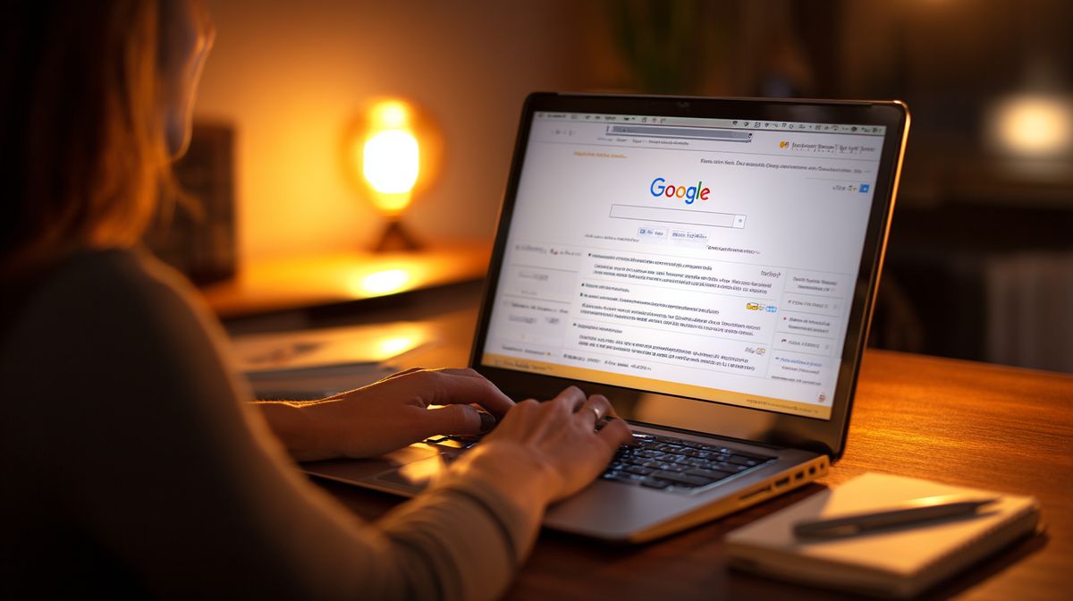 Google zoekresultaten op een laptopscherm met coaching-gerelateerde zoekopdrachten